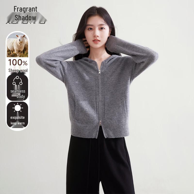 Xiangying Women s Hooded Full-Zip Knit Cardigan S