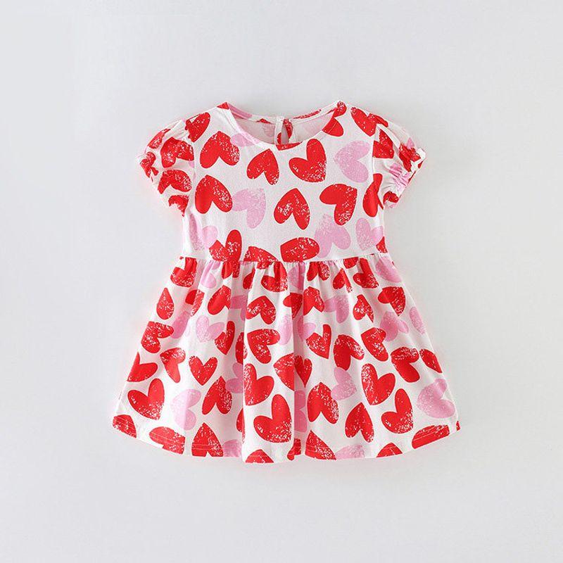 In Stock 20235 Girls Dresses Summer New Style European and American Style Short-Sleeved Princess Dress Printed Children s Dress 7305 110