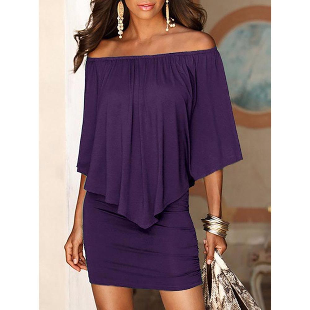 Summer Strapless One-shoulder Dress with Geometric Irregular Ruffled Edges on The Chest and A Hip-hugging Dress for Women