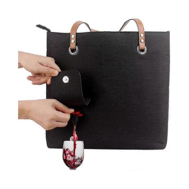 Shared Wine Tote with Drink Dispenser, Tote Shoulder Bag for Beach, Travel, Picnic, Camping
