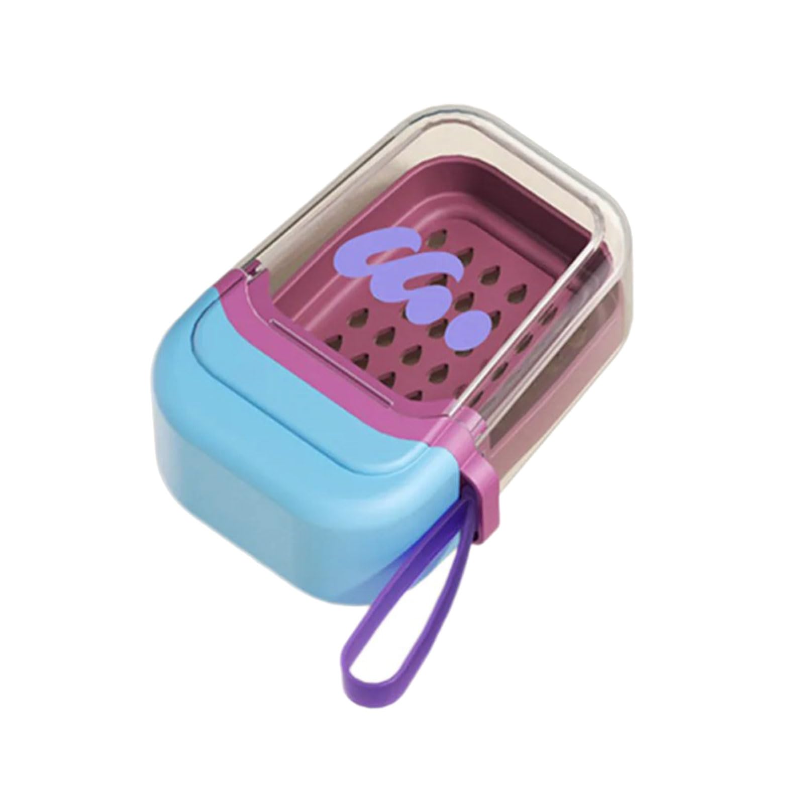 

Soap Container with Hanging Hook and Splashes Lid High Capacity Shampoo Organizers for Outdoor Activity Double Layer Portable сине-фиолетовый