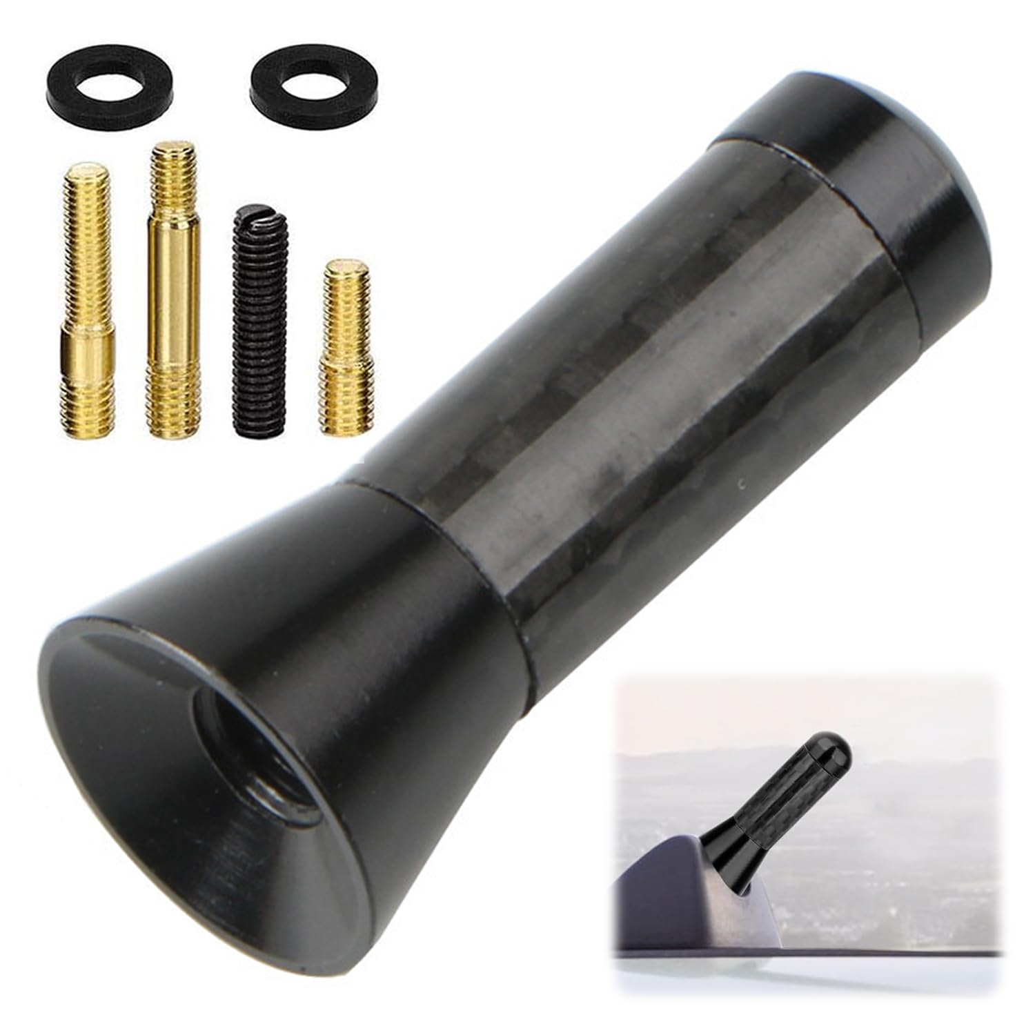 

Car Radio Antenna Car Antenna 3.5cm Roof Antenna Powerful FM/AM Reception Carbon Fiber Antenna (Black 3.5cm) чёрный
