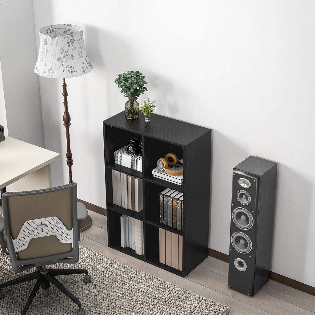 Six-Cube Bookcase - Black Wood Effect