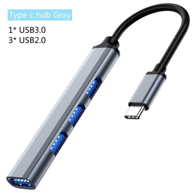 Aluminum Alloy Splitter Multi-function One Drag Four Hubs Hub Expander High-speed Computer Multi Interface Dock