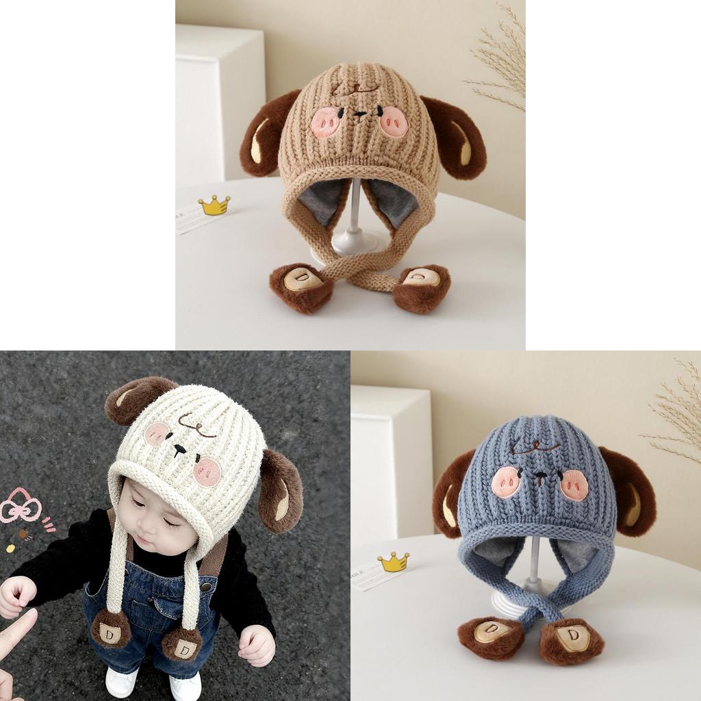 Baby Knit Hat Cute Dog Cartoon Kids Winter Warm Beanie For Children Children