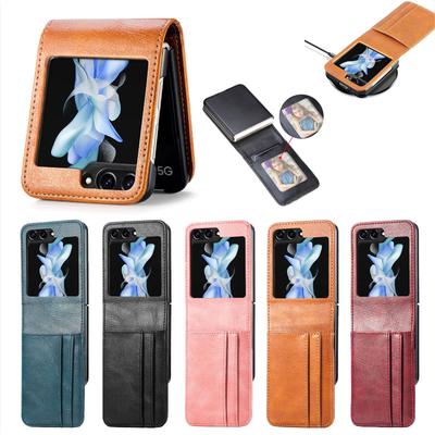 Meerdere kaartsleuven houder leren telefoonhoesje voor Samsung Z Flip 6 5 4 3 schokbestendige beschermhoes voor Z Flip6 Flip5 Flip4