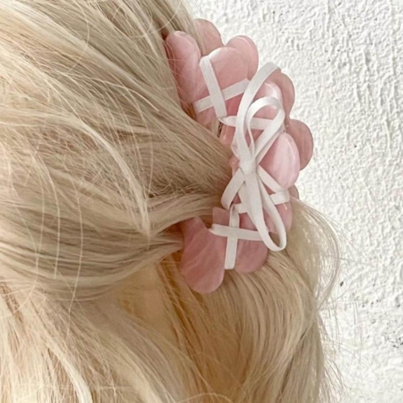 Sweet Acrylic Hair Claw for Long Hair Barrette Crab Flower Hair Clips Headwear