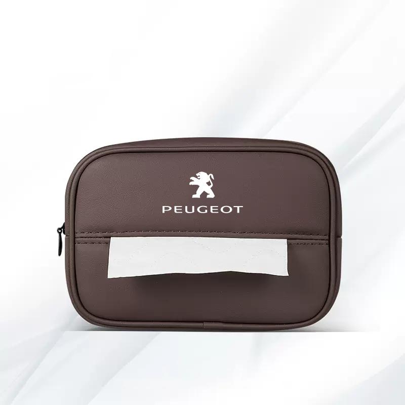 Car Logo Tissue Box Seat Hanging Paper Towel Storage Bag For Peugeot 2008 208 308 508 4008 408 3008 307 207 107 607 106 406 407