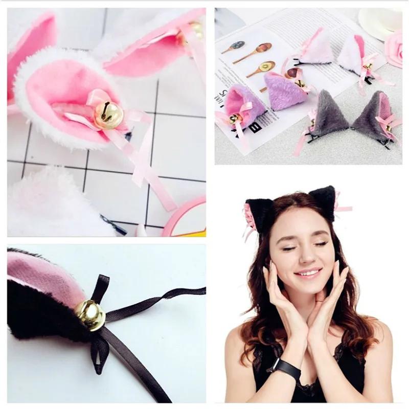 1 Pair Sweet Bell Cat Ears Hair Clip Women for Cosplay Anime Costume Halloween Birthday Party Girl Fashion Hairs Accessories