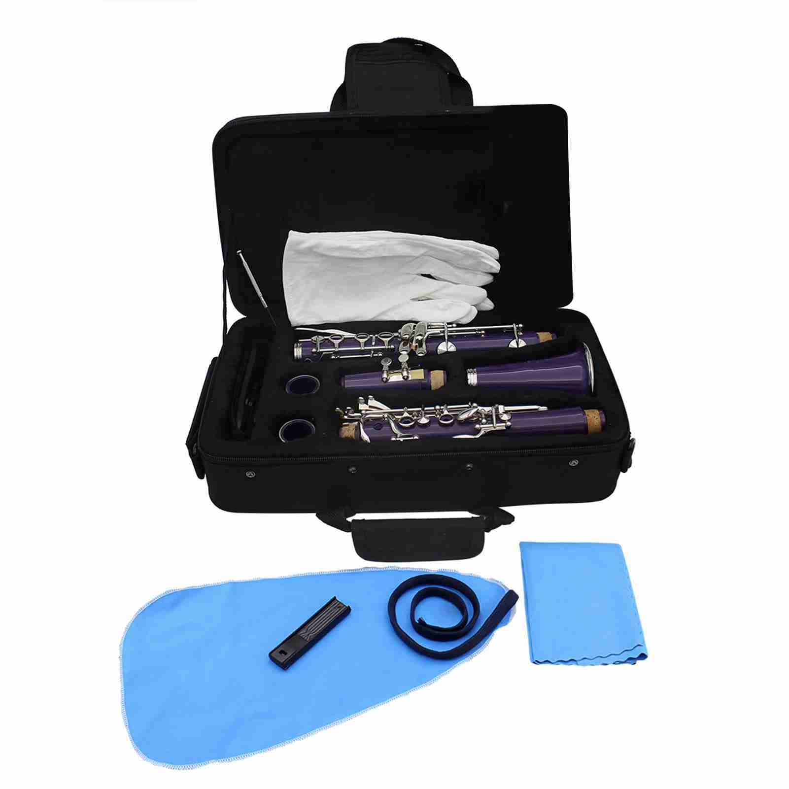 Painter Purple Clarinet Abs 17 Key Bb Flat Soprano Binocular Clarinet With Cleaning Cloth Gloves 10 Reeds Screwdriver Reed Case
