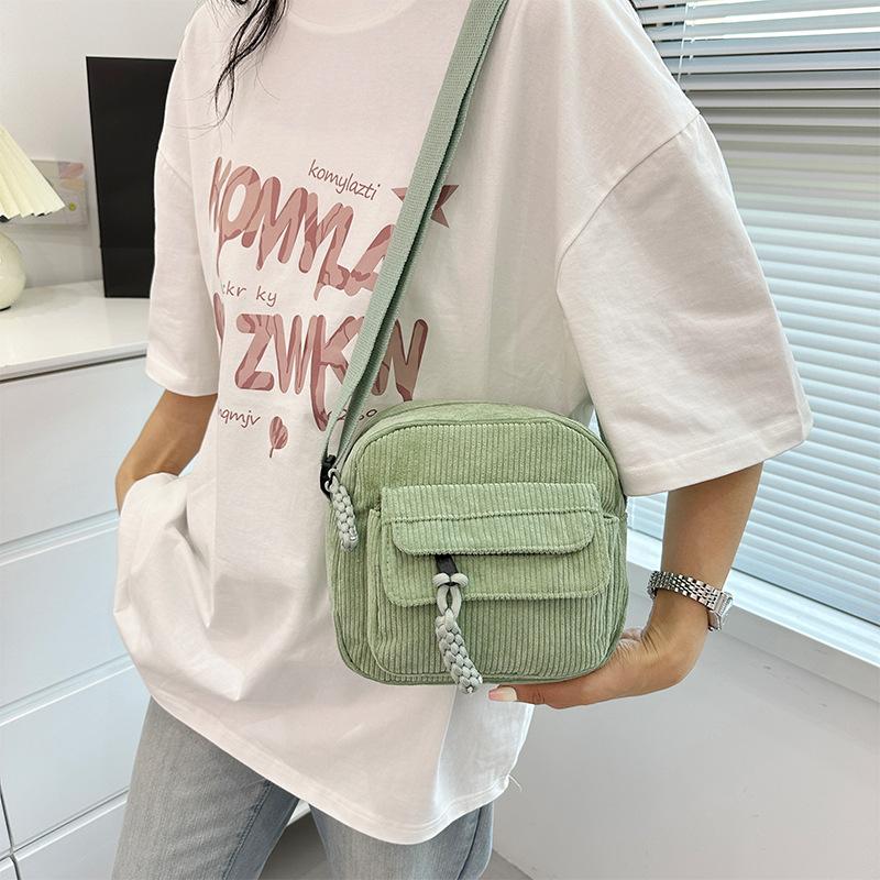 Women's Small Shoulder Bag Teenager Corduroy Crossbody Handbag Bolsa Cute Tote Student Street Korean Harajuku Messenger Bag 2026