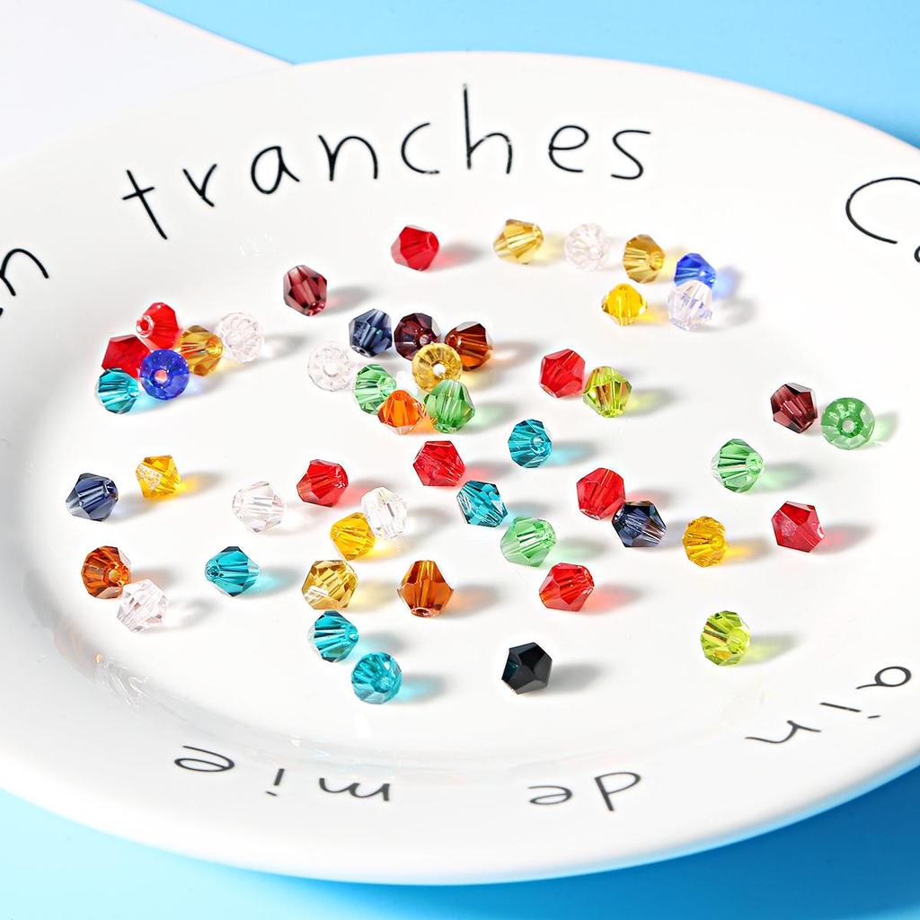 6mm DIY Colored Glass Crystal Pointed Beads for Jewelry and Phone Chain Accessories
