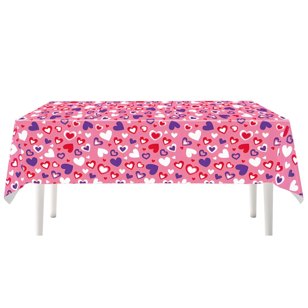 Valentine's Day Themed Disposable Heart-shaped Party Tablecloth.