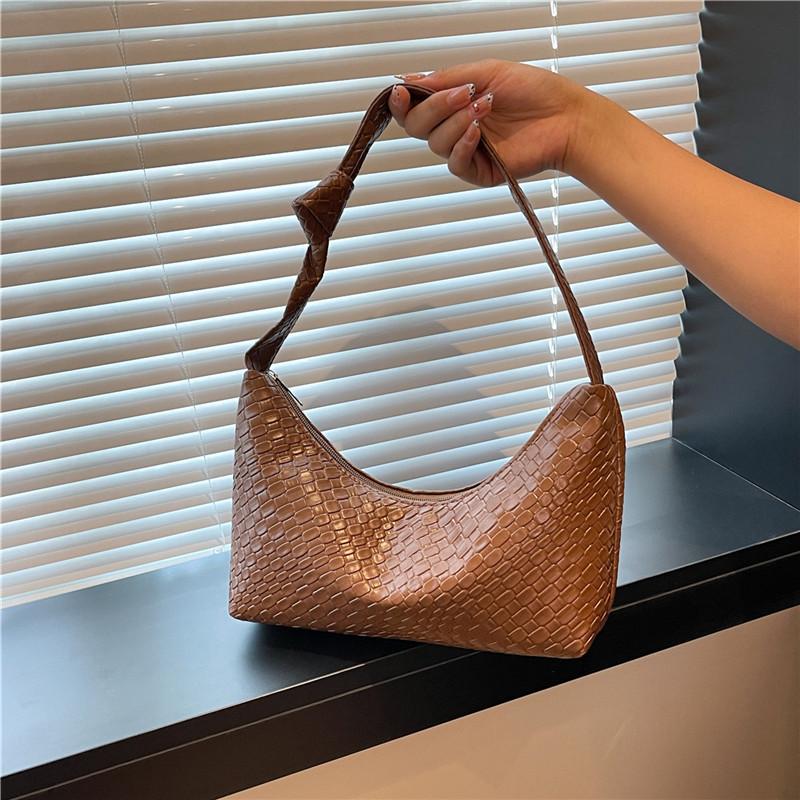 

Вместительная высококлассная плетеная сумка-тоут, сумка через плечо, сумка под мышкой, модная универсальная сумка, новая трендовая сумка коричневый