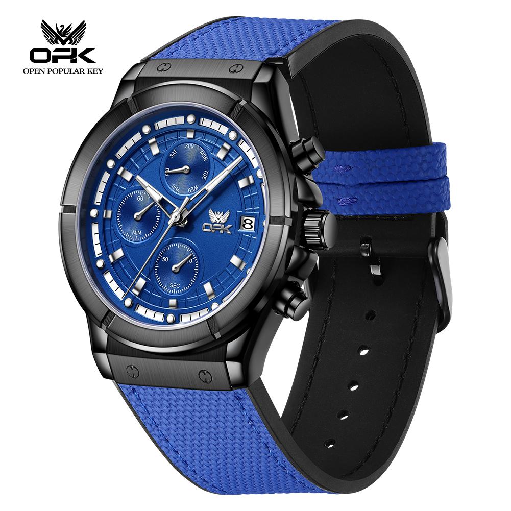 OPK 8193 Fashion Sport Men's Watch Waterproof Chronograph Dual Calendar Luminous Waterproof Quartz Man Wristwatch Original