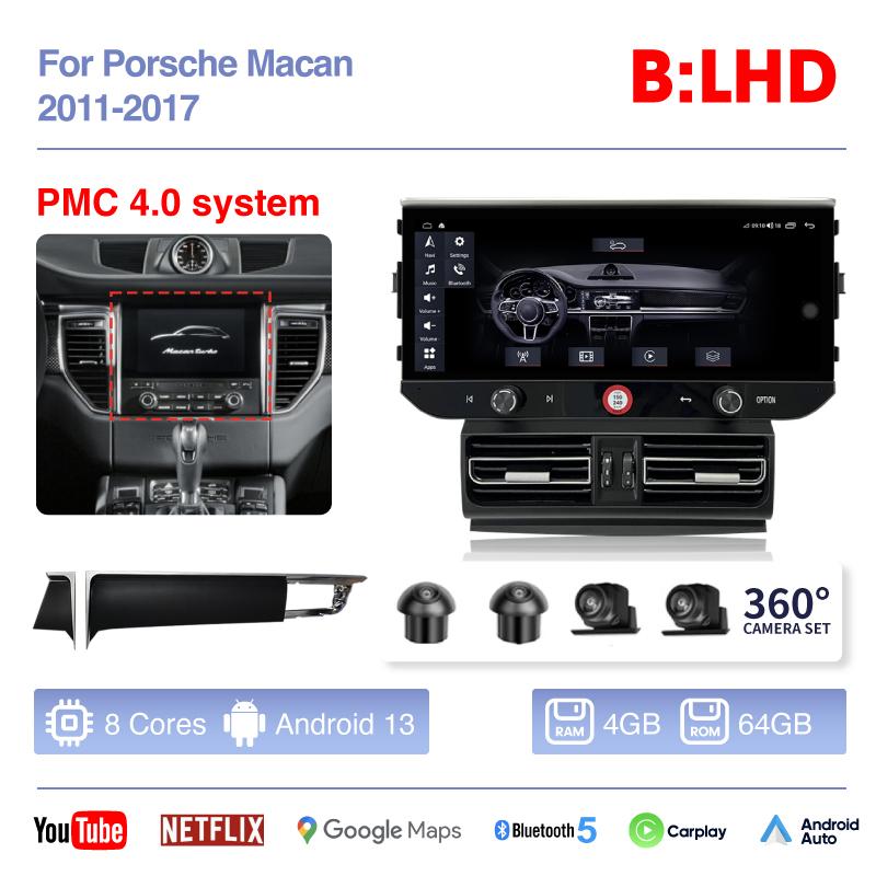 12.3" For Porsche Macan 2014-2017 Car Multimedia Video Player GPS Navigation Radio Android13 8+128G 8Core CarPlay 4G 360Camera
