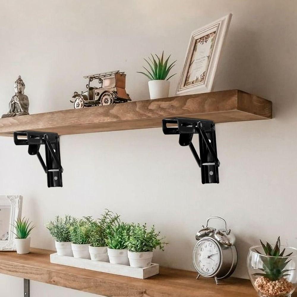 2 Pcs Heavy Duty Folding Shelf Brackets Stainless Steel Triangle Stand Floating Shelves  Work Bench