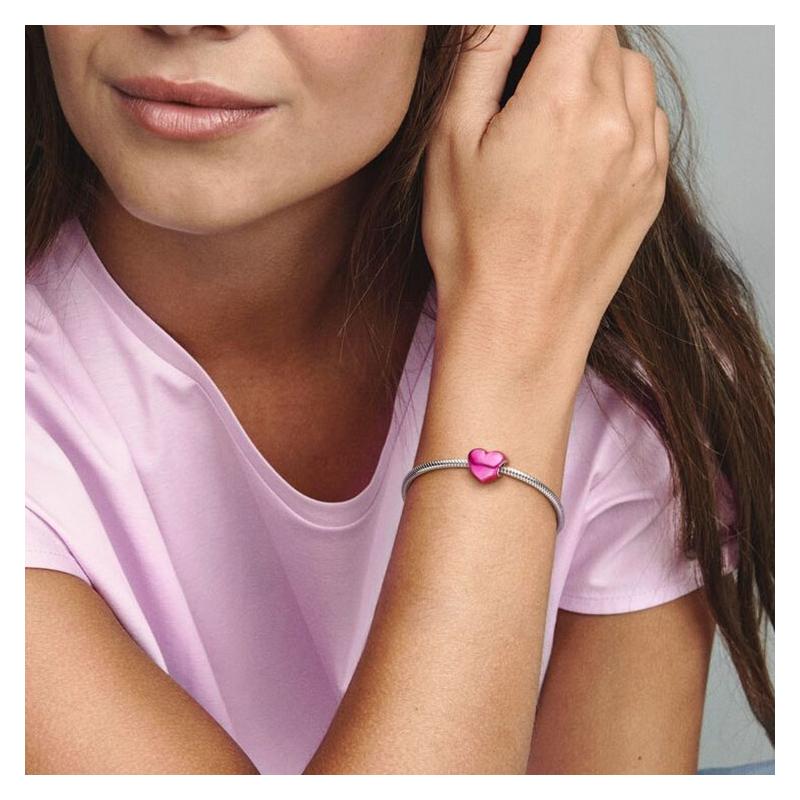 Pandora Metallic pink heart charm 799291C03
