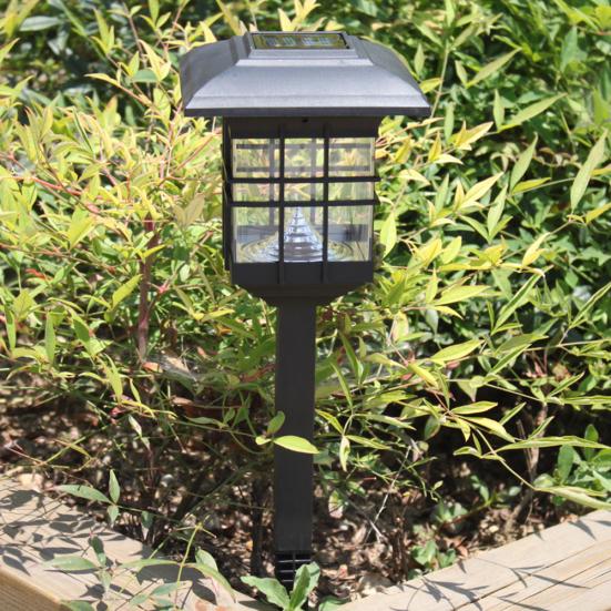 Solar Powered LED Pillar Lamp Outdoor Garden Yard Decorative Auto On/Off Light