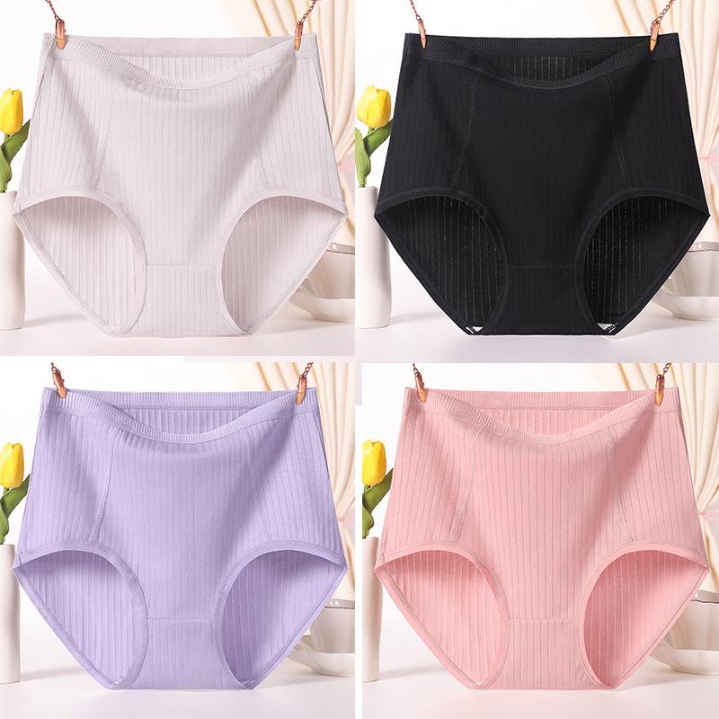 Plus Size Women's Red Middle Aged Mom Cotton High Waisted Panties