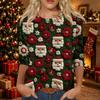 Women's Casual Christmas Printed Three-Quarter Sleeve Neck T-Shirt Tee Top