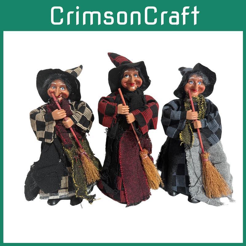 Halloween Witch Tabletop Ornament With Fabric Material For Haunted House Decor