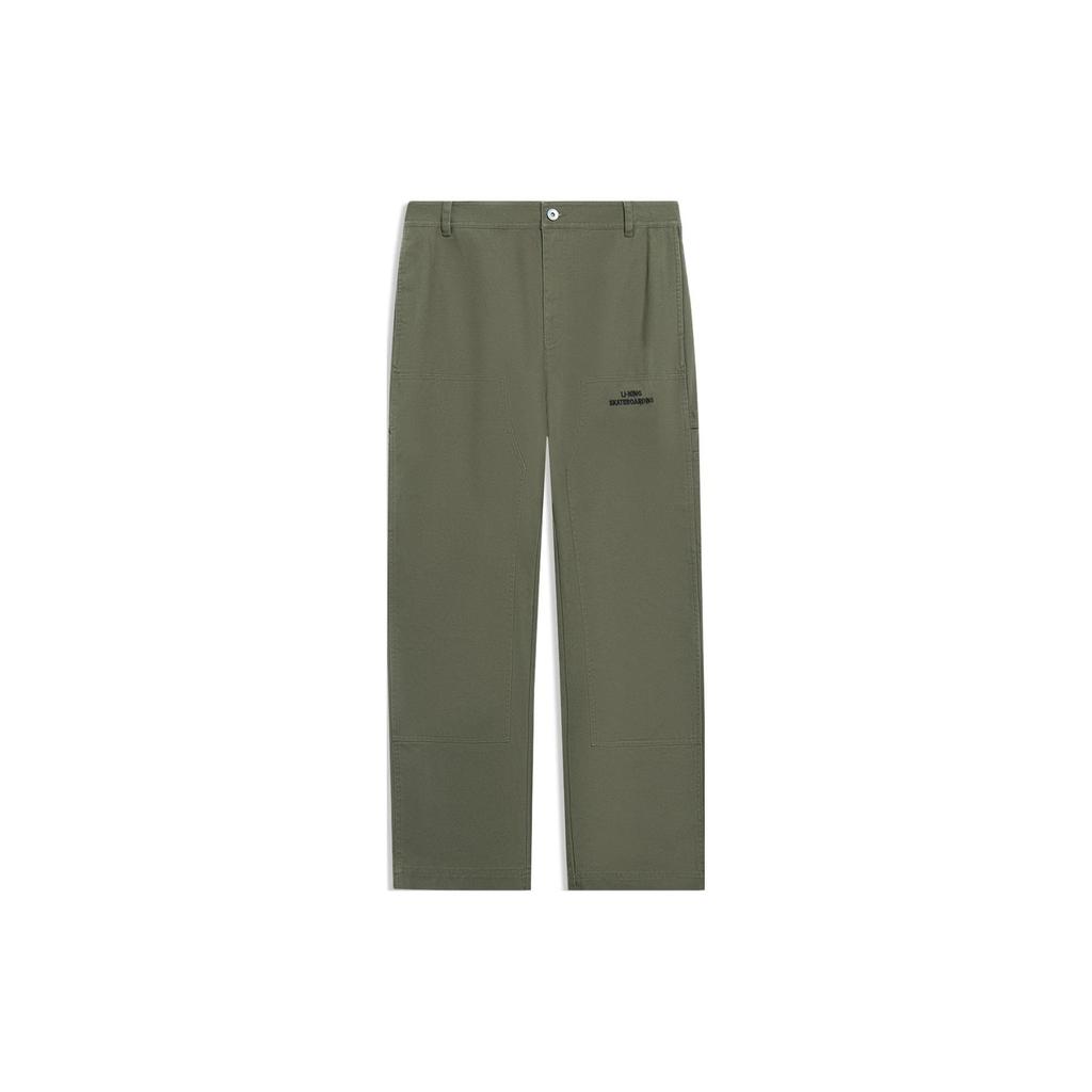 Li-Ning SS23 Skateboard Series Straight-Leg Loose Casual Trousers Men Bottoms Army-Green AKXT049-2