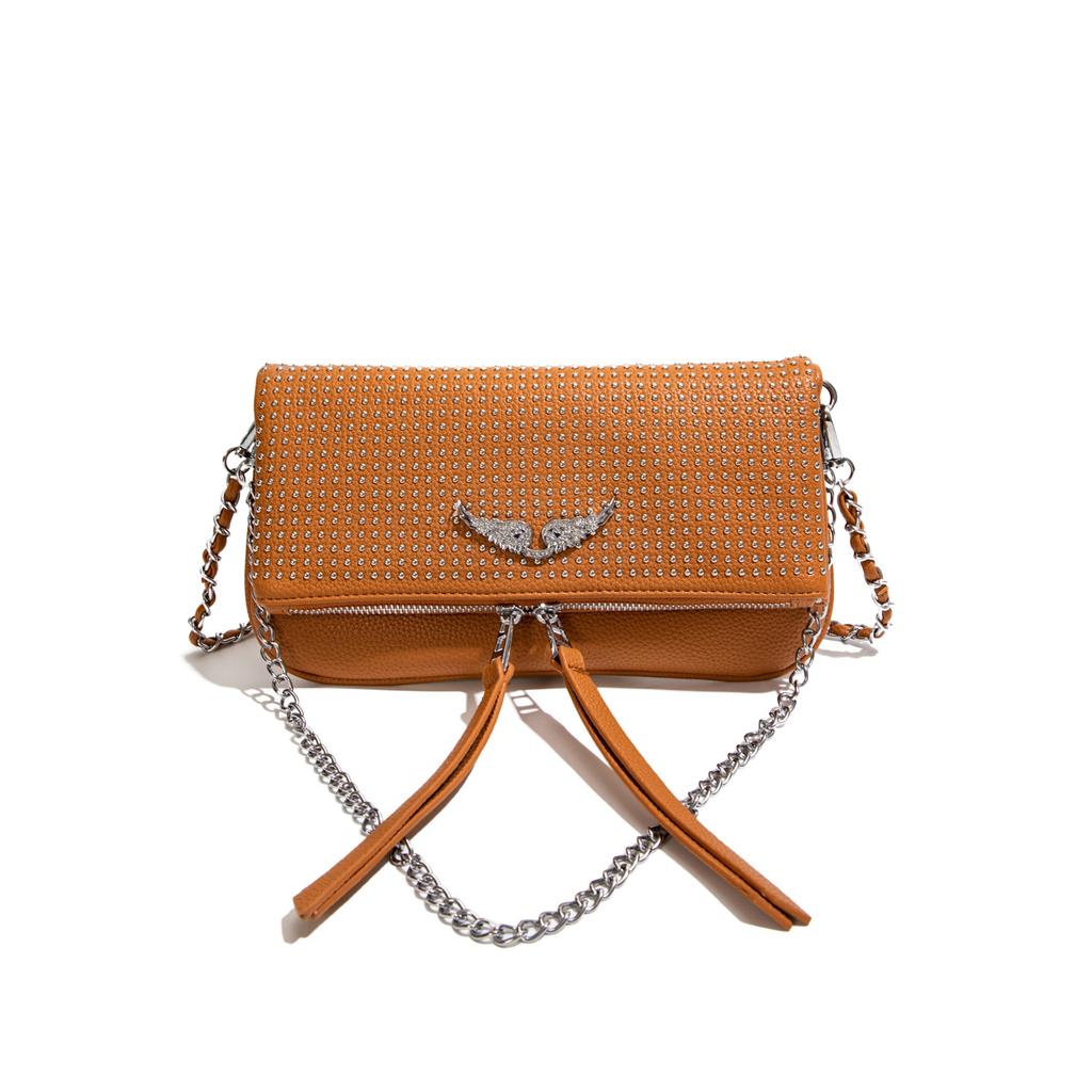 New Women's Hand-held Diamond Studded Wing Chain Niche Design Single Shoulder Crossbody Bag