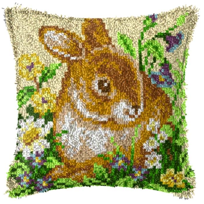 Diy Latch Hook Duck Rabbit Cushion Pillowcase Canvas Crocheting Carpet Embroidery Pillow Latch Hook Kit Knitted Knot Carpet Deco