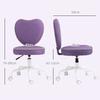 Heart Desk Chair with 5 Wheels and Adjustable Height In Fabric, 40x50x79-89cm, Purple