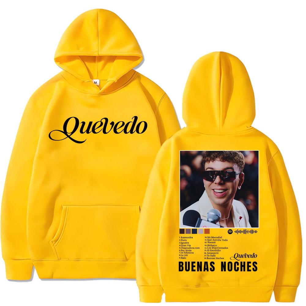 Rapper Quevedo Buenas Noches Sudadera con Capucha del Álbum Moda Masculina Sudadera de Forro Polar Casual Oversize Streetwear Regalos