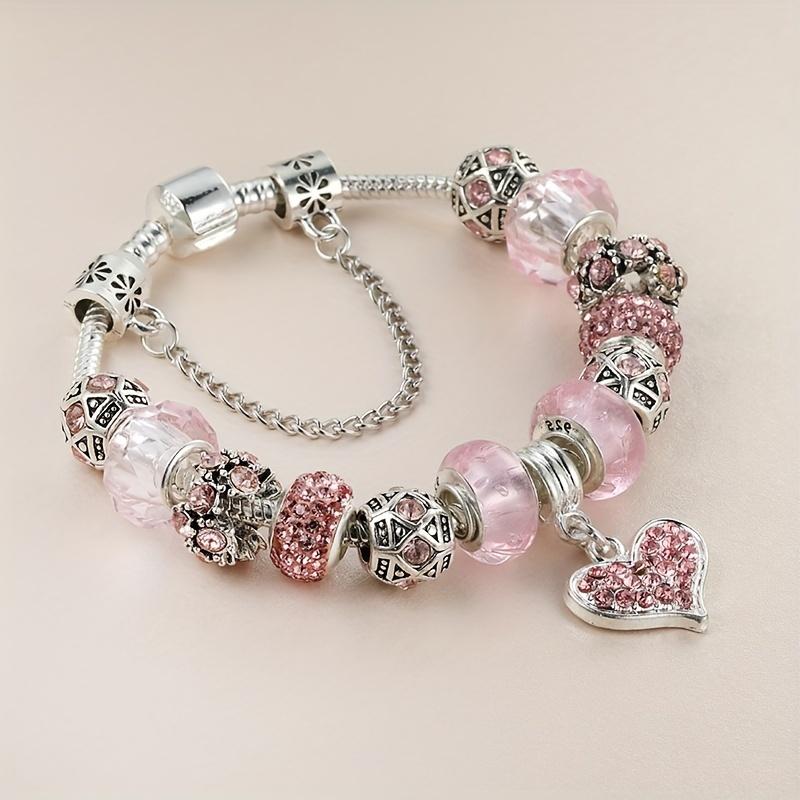 

1 шт., креативный браслет с пузырьковыми стеклянными бусинами, DIY, женский браслет для влюбленной пары, аксессуары для изготовления ювелирных изделий на день Святого Валентина length cm17 розовый