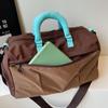 Nylon Duffel Bag with Grid Pattern Design Large Capacity Travel Bag for Men and Women Hand Carry Shoulder Bag for Gym and Short Trip