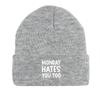 MONDAY HATES YOU TOO" Warm Knit Cap Beanie, White Text Man Cap Stretchy Candy Color Solid Color Gorro Knitted Hat Beanie