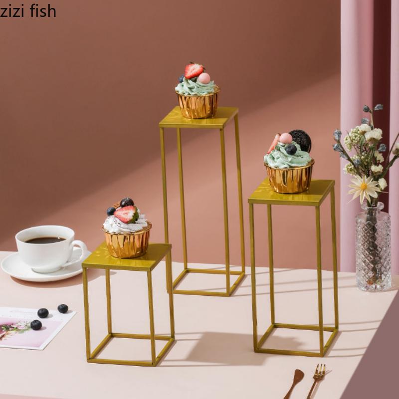 Gold Dessert Rack Iron Cake Stand Dessert Table Dessert Plate Display Stand Cake Pan Shelf Wedding Ornament Shooting Props