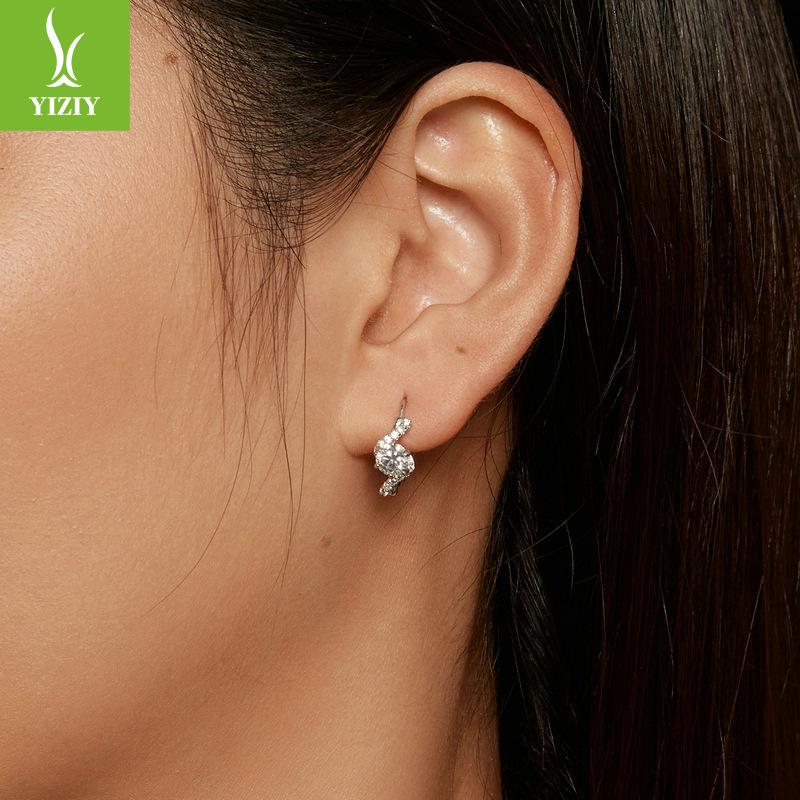 Wave 50 Cent Moissanite Ear Buckle Ladies, Pop Elegant S925 Sterling Silver Earrings