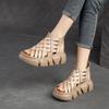 Jiechu Women's Summer Braided Hollow Sandals - Thick Sole, Breathable Candy Colors, Comfortable Roman Style