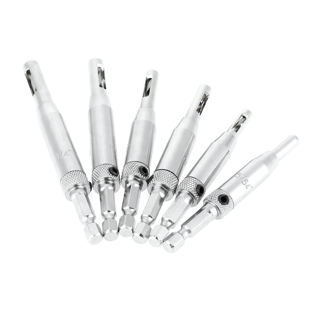 6pcs Self Centering Hinge Cabinet Door Wood Drill Bit Set 564 764 964 1164 1364 14