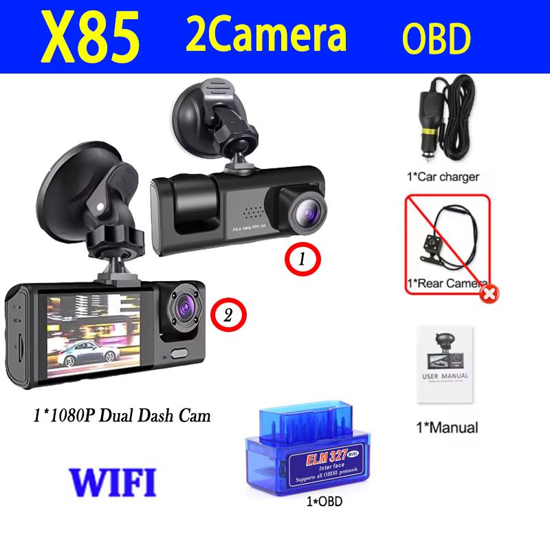 1080P Dash CamOBD WIFI APP Control Car DVR 2/3 Channel Front Rear View Optional Video Recorder for Cars with Optional Front View