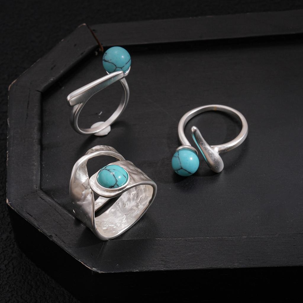 European and American irregular round double-layer open ring cold wind personality simple niche jewelry 