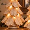 Décoration d'arbre de Noël de bureau Figurine vintage illuminée, Centre de table lumineux pour bureau avec petites LED artificielles, Fête d'hiver