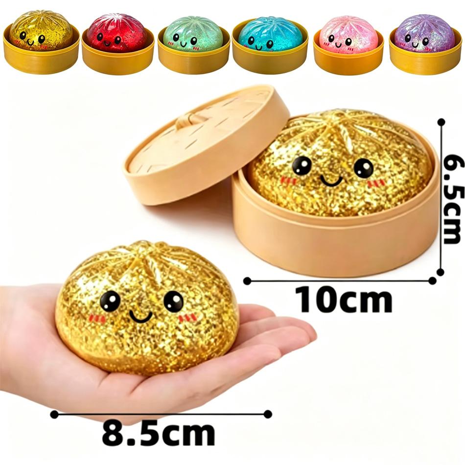 Heiß 6 Stile Glitzer Knödel Glitzer Knödel Squishy mit Box Knödel Sensorisches Quetschspielzeug zur Stressbewältigung Spielzeug