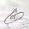 Gold Silver Plated Zircon Iris Bloom Cuff Bracelet For Stylish Office Accessories