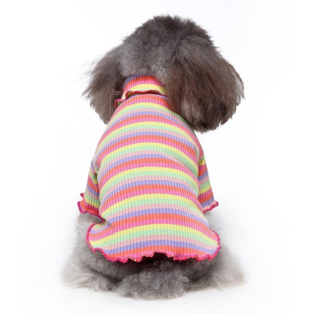 Small Dog Pet Autumn and Winter Windproof Turtleneck Two-legged Dog Clothes, Color Matching Warm Sweater Casual Pet Clothes