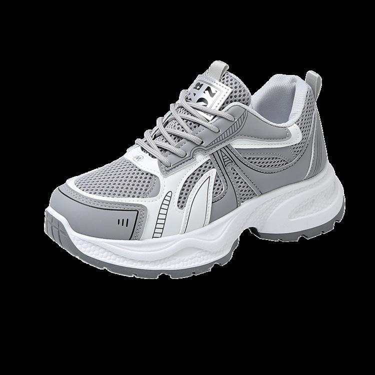 Fashion Versatile Thick Soled Running Shoes  Women Spring New Color Blocked Lightweight Breathable Mesh Shoes Sports Sneakers