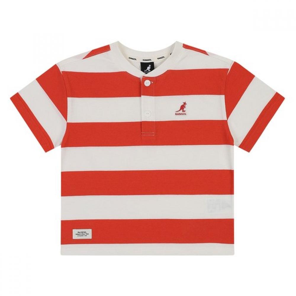 

Kangol Kids Henry Neck Bold STripe T shirT Sb 0123 Orange oranges/110