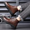 Fashion Autumn Winter New Designer Platform Snow Boots for Men Cow Leather Fashion Work Shoes Male Solid Color Warm Ankle Boots Man