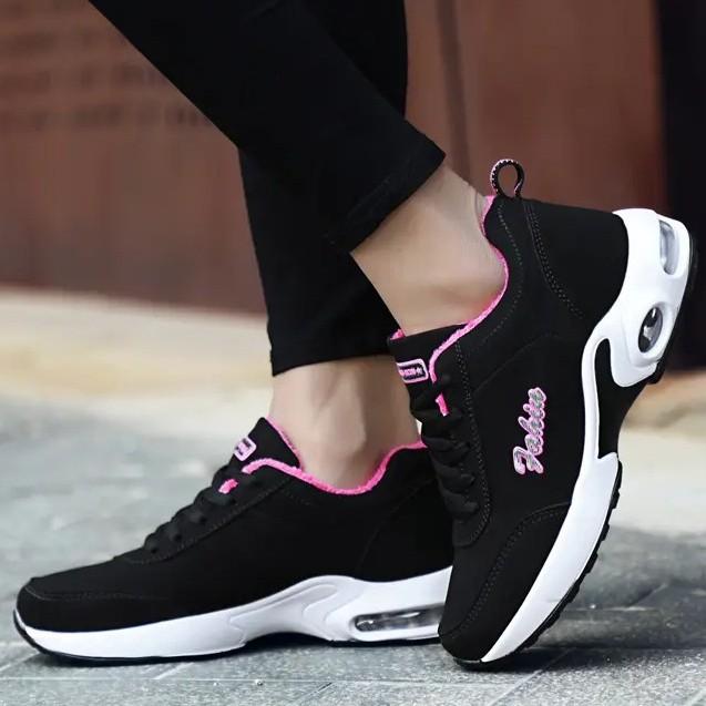 2025 spring new women's casual sports shoes trend student air cushion running shoes fleece thickened thermal cotton shoes