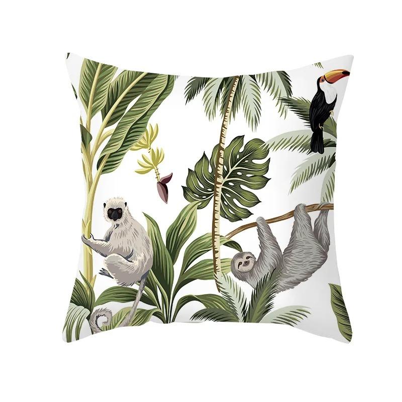 Tropical Rainforest Plant and Animal Print Pillowcases Sofa Cushion Covers Bedroom Children's Room Home Decoration