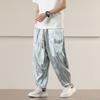 Mens Chinese Dragon Jacquard Drawstring Waist Loose Harem Pants